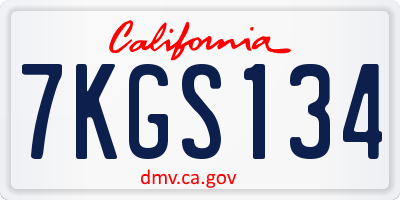 CA license plate 7KGS134