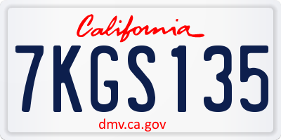 CA license plate 7KGS135