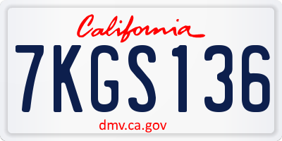 CA license plate 7KGS136