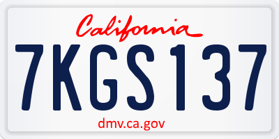 CA license plate 7KGS137