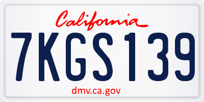 CA license plate 7KGS139
