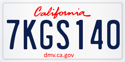 CA license plate 7KGS140