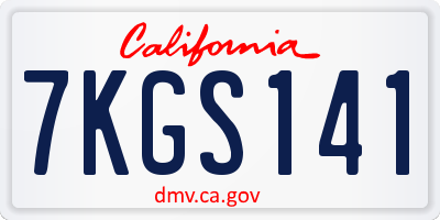 CA license plate 7KGS141