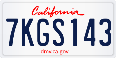 CA license plate 7KGS143