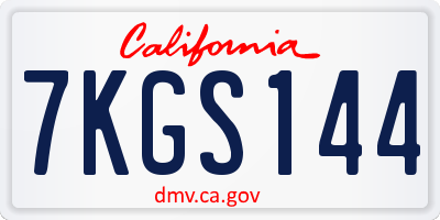 CA license plate 7KGS144