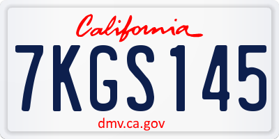CA license plate 7KGS145