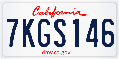CA license plate 7KGS146
