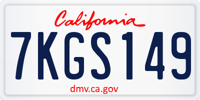 CA license plate 7KGS149
