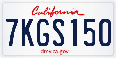 CA license plate 7KGS150