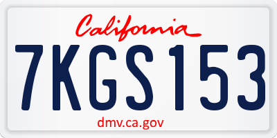 CA license plate 7KGS153