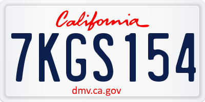 CA license plate 7KGS154