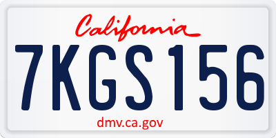 CA license plate 7KGS156
