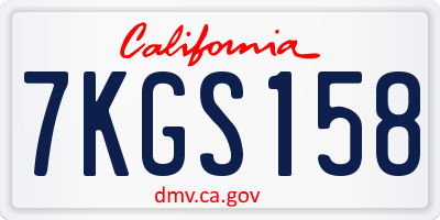 CA license plate 7KGS158