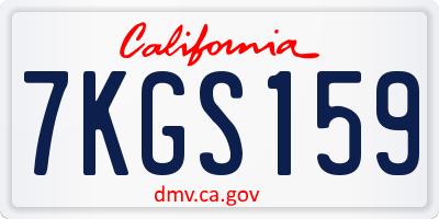 CA license plate 7KGS159