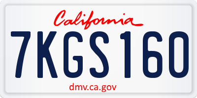 CA license plate 7KGS160
