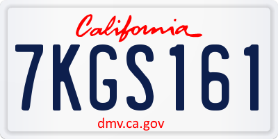 CA license plate 7KGS161
