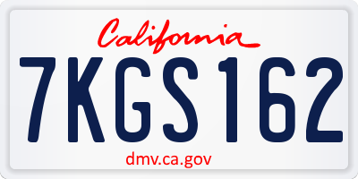 CA license plate 7KGS162