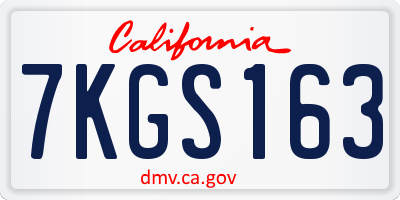 CA license plate 7KGS163