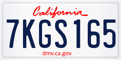 CA license plate 7KGS165