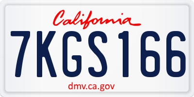 CA license plate 7KGS166