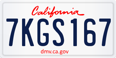 CA license plate 7KGS167