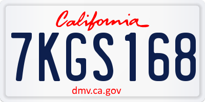 CA license plate 7KGS168