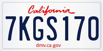 CA license plate 7KGS170