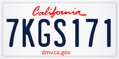 CA license plate 7KGS171