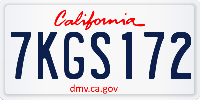 CA license plate 7KGS172