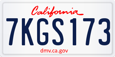 CA license plate 7KGS173