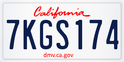 CA license plate 7KGS174