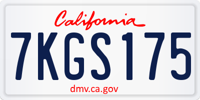 CA license plate 7KGS175