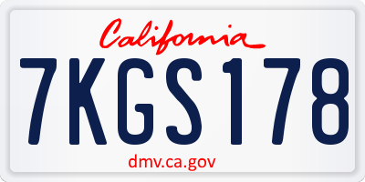 CA license plate 7KGS178