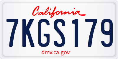 CA license plate 7KGS179