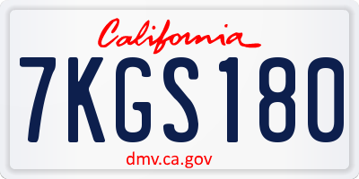 CA license plate 7KGS180