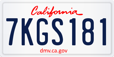 CA license plate 7KGS181