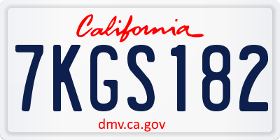 CA license plate 7KGS182