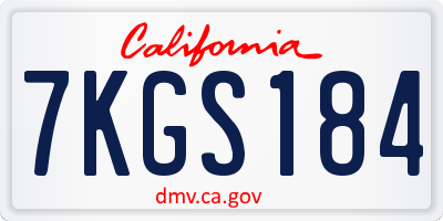 CA license plate 7KGS184