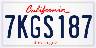 CA license plate 7KGS187