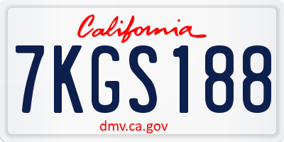 CA license plate 7KGS188