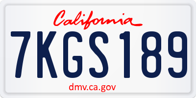 CA license plate 7KGS189