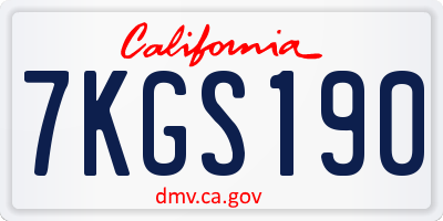 CA license plate 7KGS190