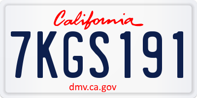 CA license plate 7KGS191