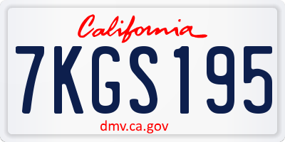 CA license plate 7KGS195