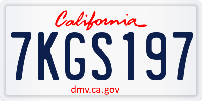 CA license plate 7KGS197