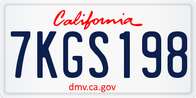 CA license plate 7KGS198