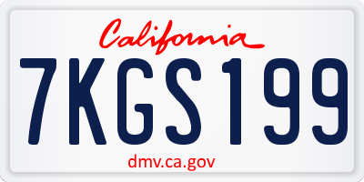 CA license plate 7KGS199