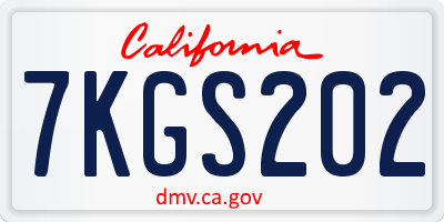 CA license plate 7KGS202