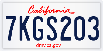 CA license plate 7KGS203
