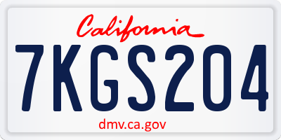 CA license plate 7KGS204